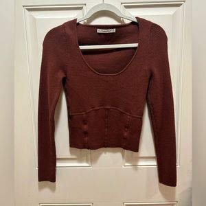 Chocolate brown crop sweater.